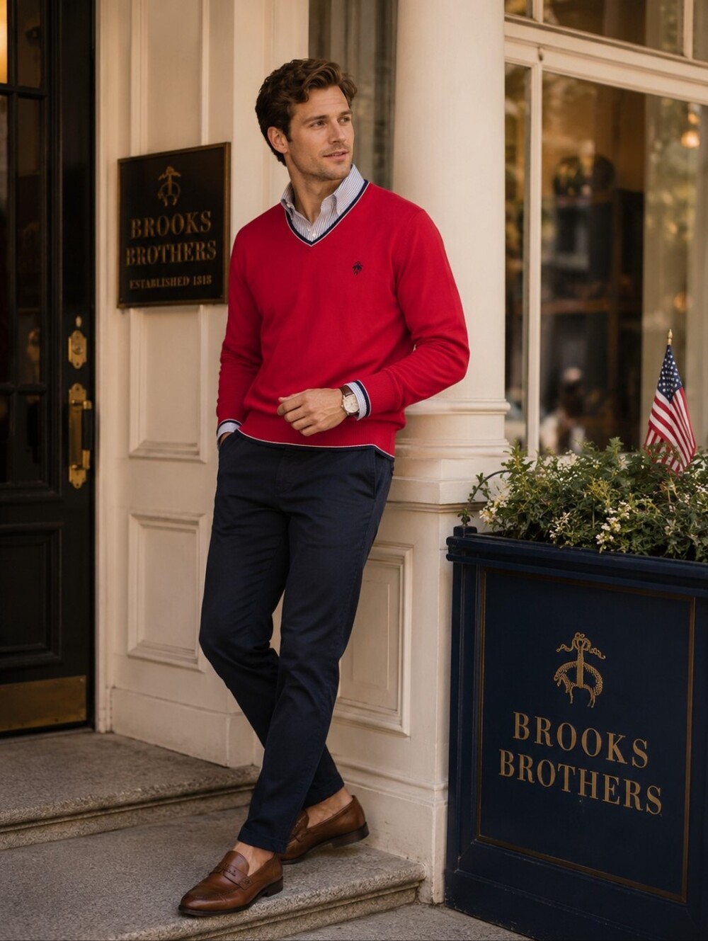 VINTAGE Brooks Brothers Knit Pullover Sweater Men’s XL Red Supima Cotton Logo